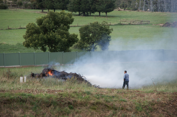 Man burning off at his property.