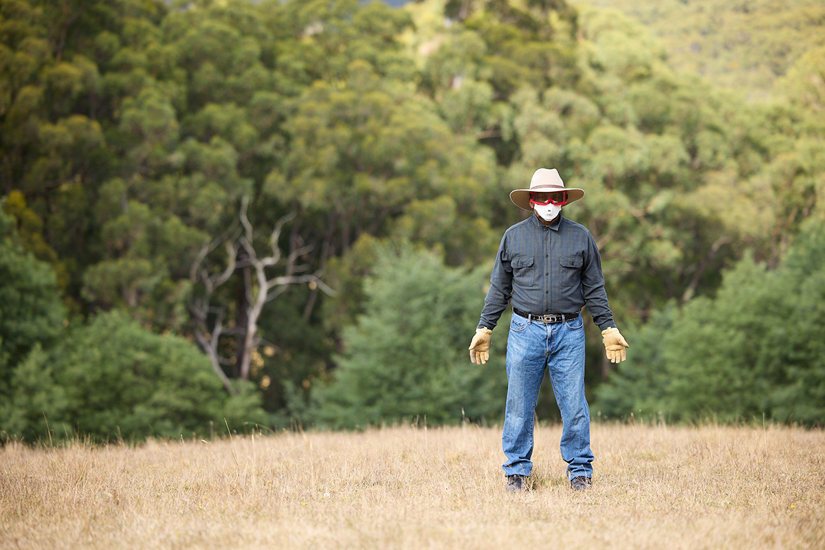 Man standing in radiant hear gear